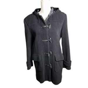 L.L. Bean Coat Womens Medium Petite Duffel Toggle Wool Insulated Hooded Warm VTG